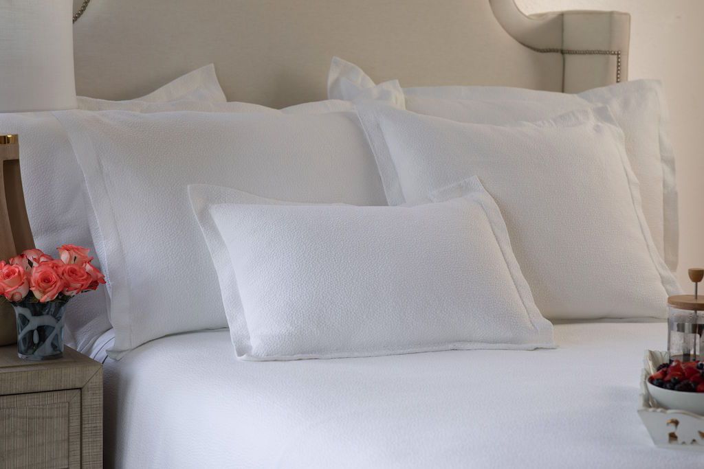 Fig Linens - Gigi White Matelassé Coverlet & Pillows by Lili Alessandra - Lifestyle