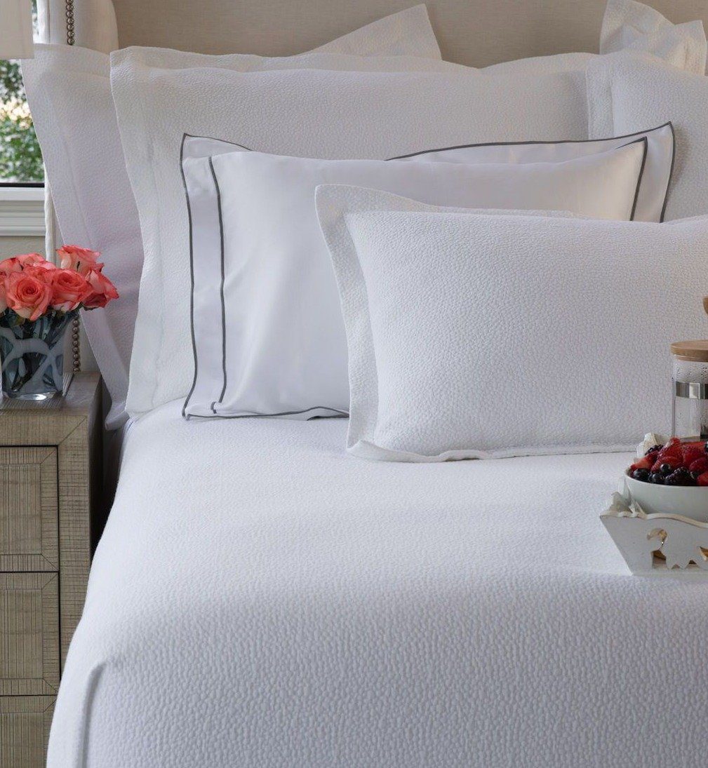 Fig Linens - Gigi White Matelassé Coverlet & Pillows by Lili Alessandra