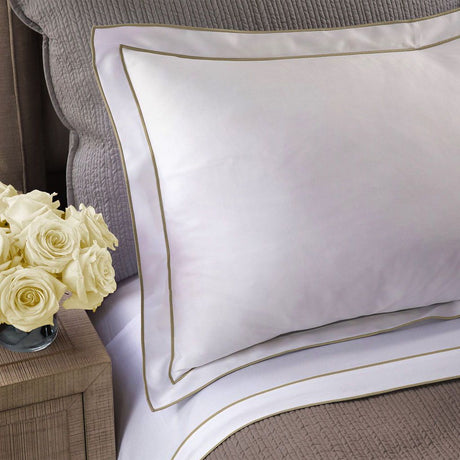 Fig Linens - Guiliano White & Gold Sheet Set by Lili Alessandra - Lifestyle