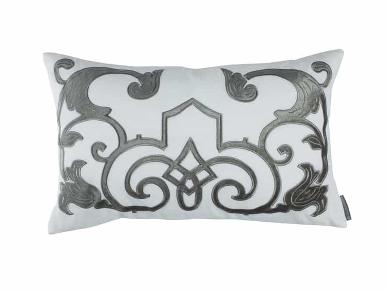 Mozart White & Silver Lumbar Pillow by Lili Alessandra | Fig Linens