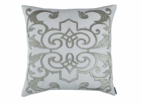 Fig Linens - Mozart Square White & Ice Silver Pillow by Lili Alessandra