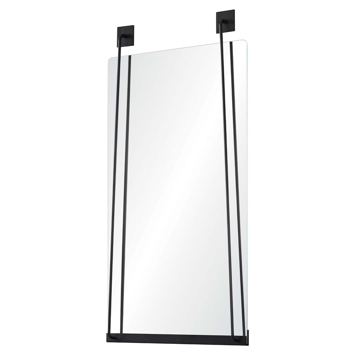 Mirror Home - Black Nickel Wall Mirror with Decorative Mounting Plates - Side