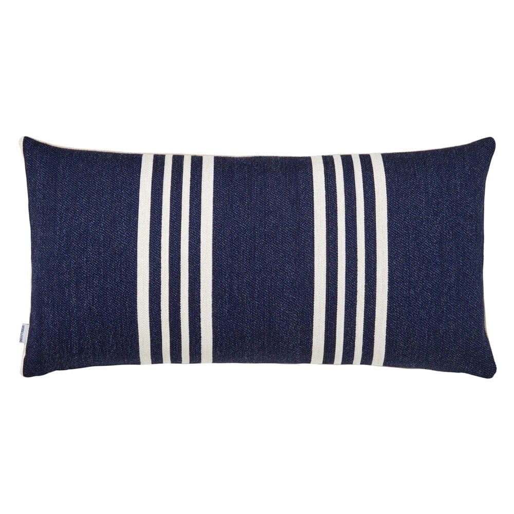 Blue and white striped lumbar pillow sale