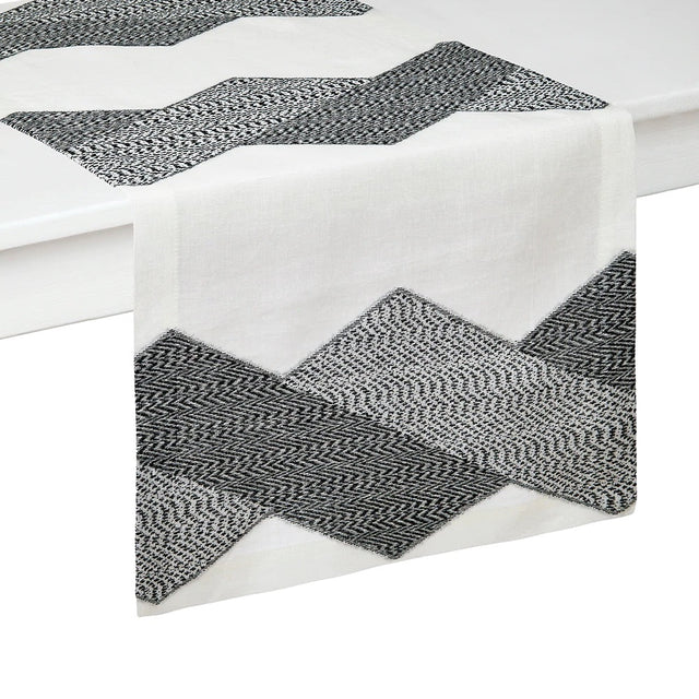 Chelsea Black & White Table Runner by Mode Living | Fig Linens