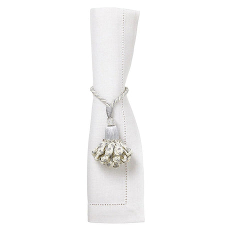 Marbella White & Gray Napkin Rings by Mode Living | Fig Linens