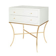 Worlds Away - Elena White & Gold Leaf 2-Drawer Side Table | Fig Linens