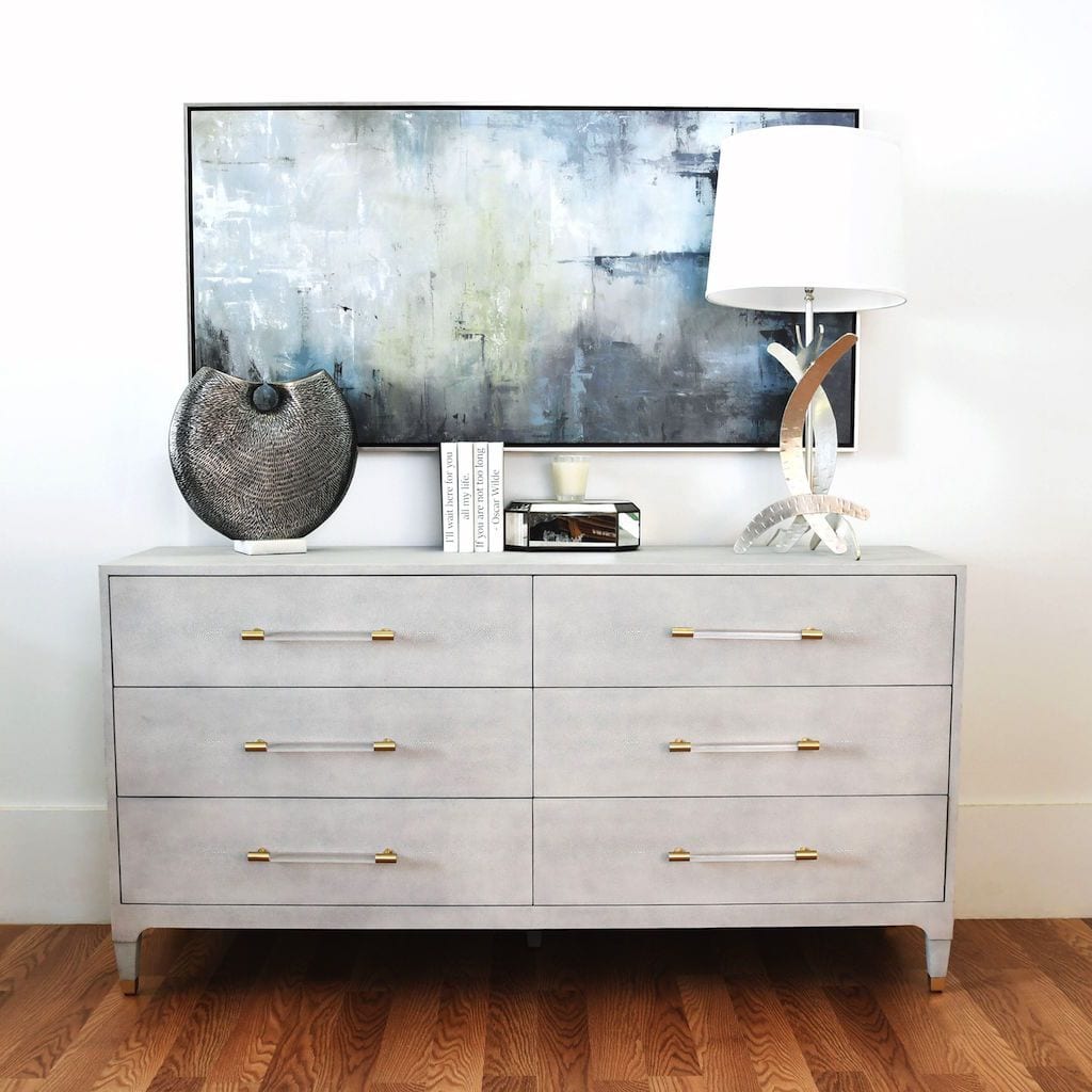 Maren Light Grey 6-Drawer Chest by Worlds Away | Fig Linens