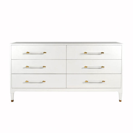 Maren White 6-Drawer Chest by Worlds Away | Fig Linens and Home