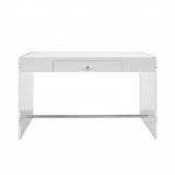 Worlds Away - Lennon White Lacquer Desk with Acrylic Side Panels | Fig Linens