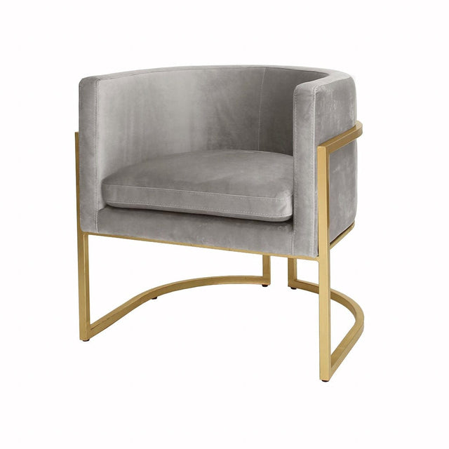 Worlds Away Jenna Grey Velvet Barrel Chair | Fig Linens