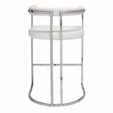 Fig Linens - Worlds Away Donovan White Vinyl & Nickel Bar Stool - Back