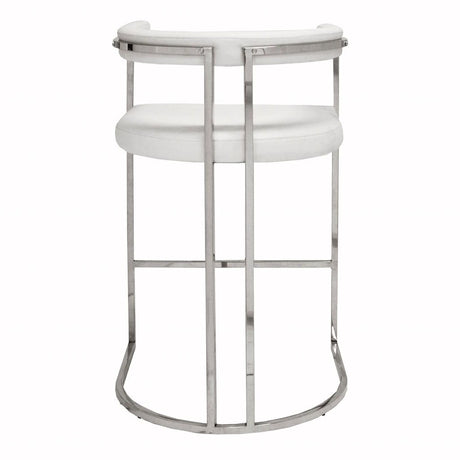 Fig Linens - Worlds Away Donovan White Vinyl & Nickel Bar Stool - Back