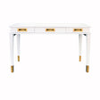 Worlds Away Plato White Lacquer & Brass 3 Drawer Desk | Fig Linens 