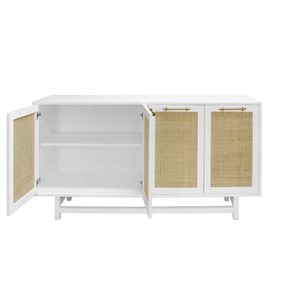 Fig Linens - Worlds Away - Macon White Cabinet with Cane Door Fronts - Interior