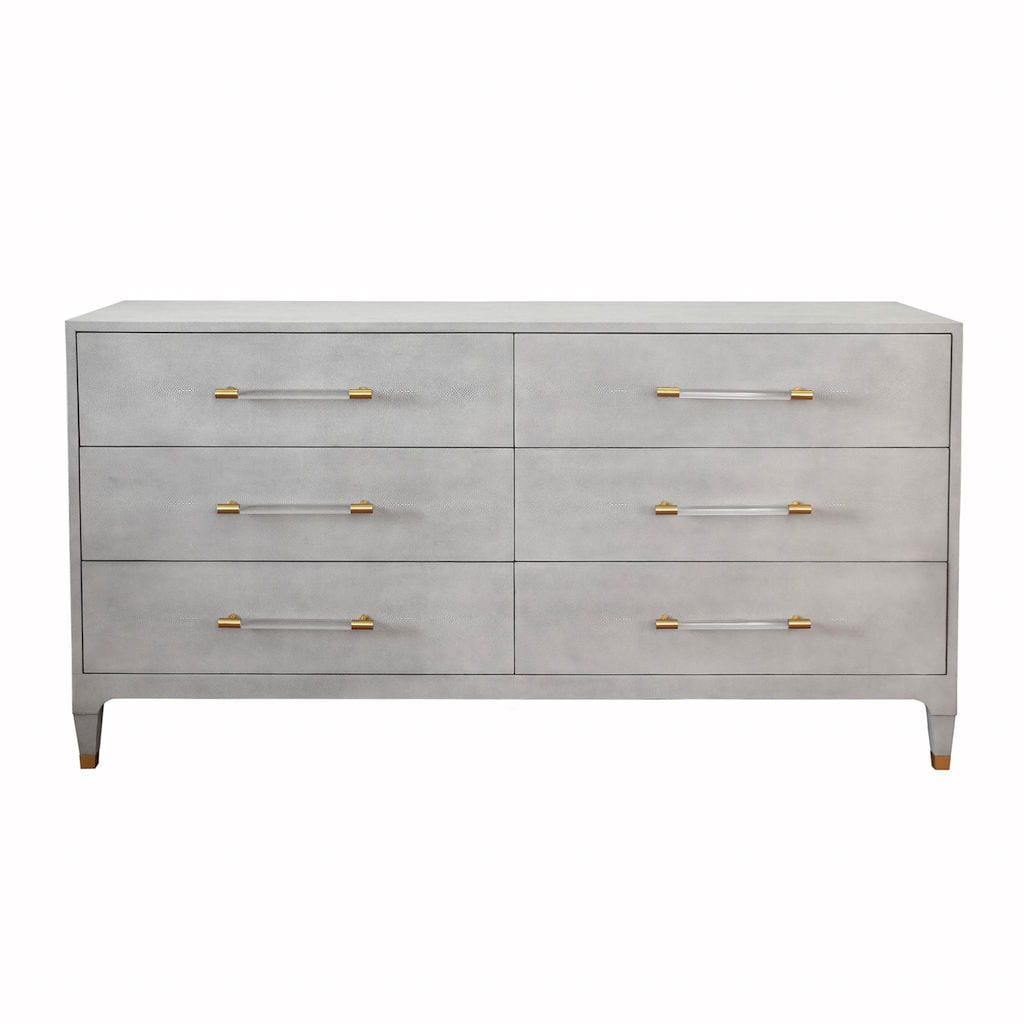 Fig Linens - Maren Light Grey 6-Drawer Chest by Worlds Away