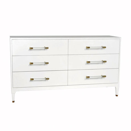 Fig Linens - Maren White 6-Drawer Chest by Worlds Away - Angle