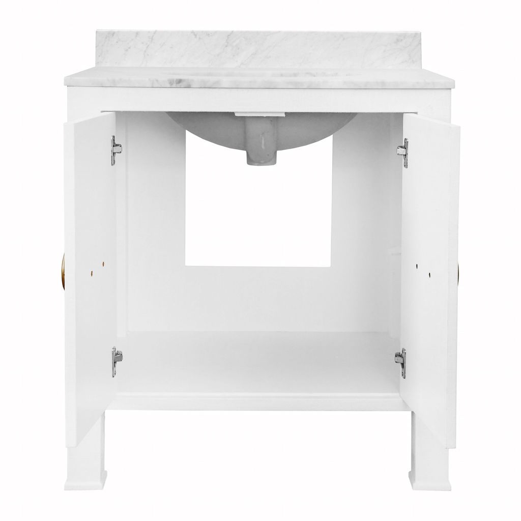 Fig Linens - Blanche Textured White Bath Vanity by Worlds Away - Interior