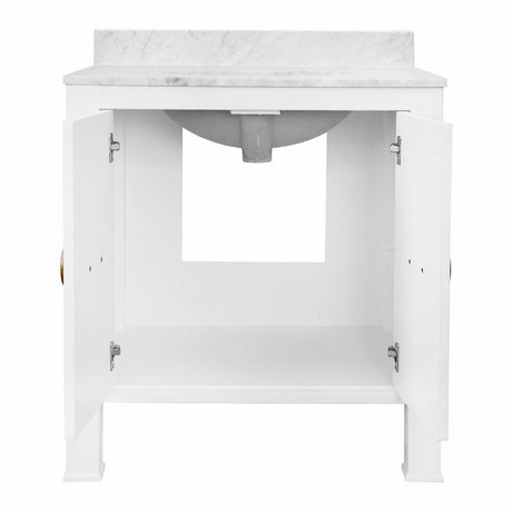 Fig Linens - Blanche Textured White Bath Vanity by Worlds Away - Interior