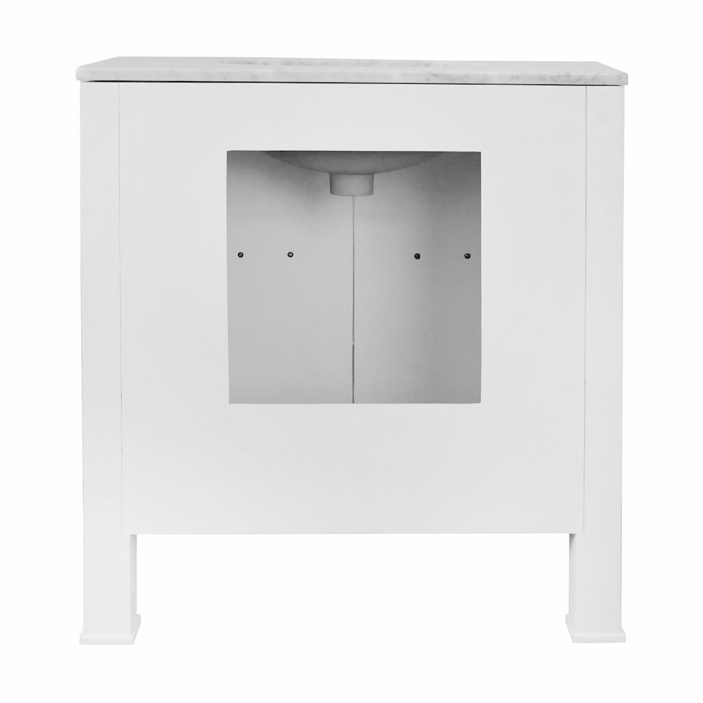 Fig Linens - Blanche Textured White Bath Vanity by Worlds Away - Back