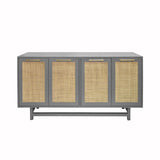 Worlds Away Macon Grey Cabinet with Cane Door Fronts | Fig Linens