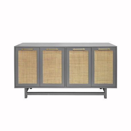 Worlds Away Macon Grey Cabinet with Cane Door Fronts | Fig Linens