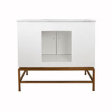 Fig Linens - Clifford White Bath Vanity with White Marble Top - Back