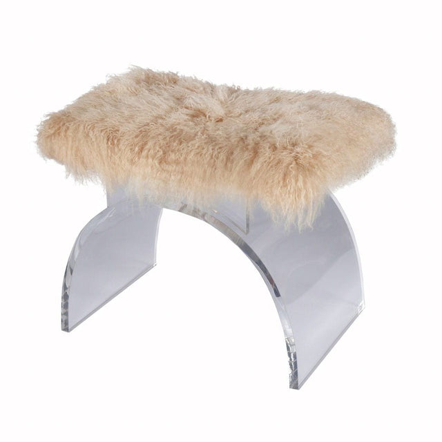 Marlowe Lucite & Mongolian Fur Stool by Worlds Away | Fig Linens