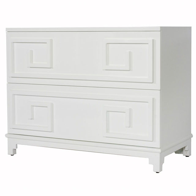 Fig Linens - Wrenfield White Drawer Chest by Worlds Away - Angle