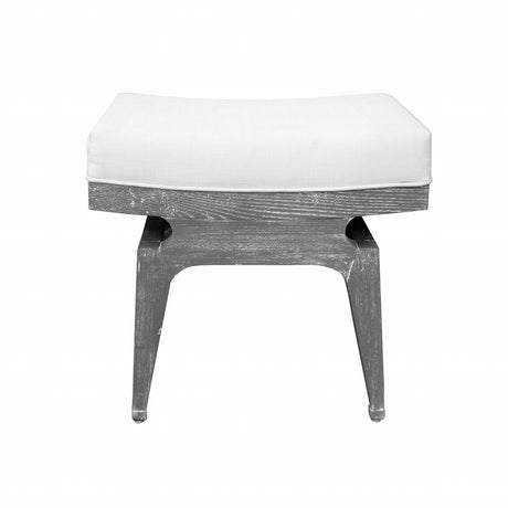 Worlds Away - Fergie Grey Cerused Oak & White Linen Stool | Fig Linens