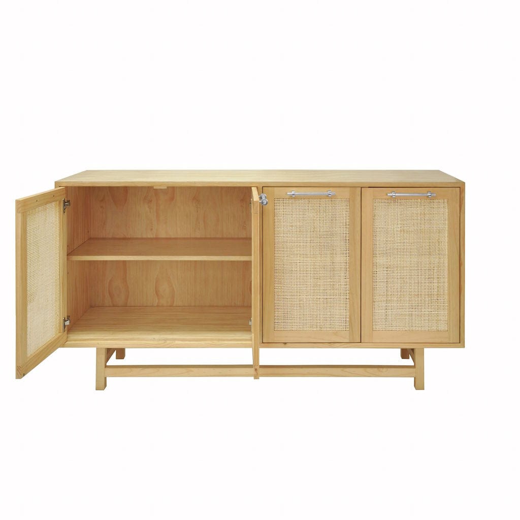 Fig Linens - Worlds Away - Macon Pine Cabinet with Cane Doors & Nickel Hardware - Interior