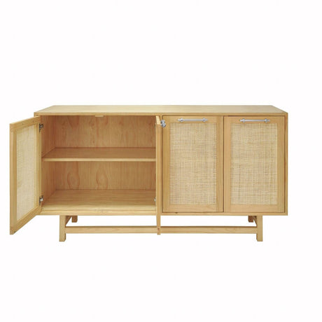 Fig Linens - Worlds Away - Macon Pine Cabinet with Cane Doors & Nickel Hardware - Interior