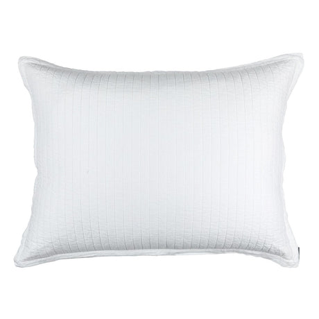 Fig Linens - Lili Alessandra Bedding - Tessa White Quilted Luxe Euro Pillow