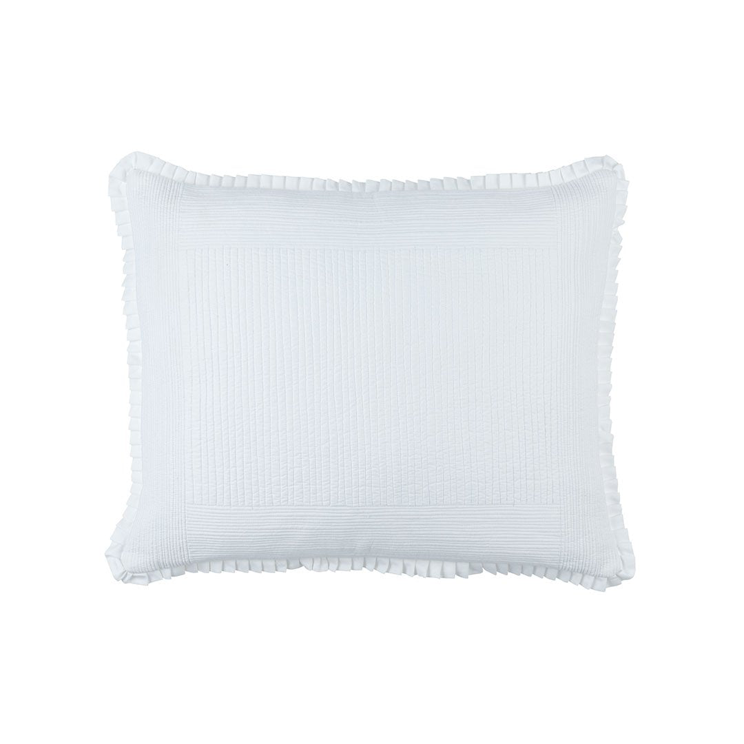 Fig Linens - Lili Alessandra Bedding - Battersea White Quilted Standard Sham