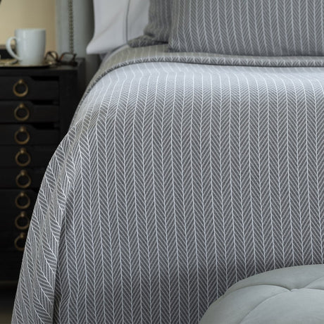 Fig Linens - Lili Alessandra Bedding - Grey Chevron Blanket