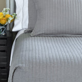 Fig Linens - Lili Alessandra Bedding - Tessa Light Grey Quilted Coverlet