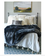 Fig Linens - Graphite Black Mink Faux Fur Throw by Fabulous Furs 