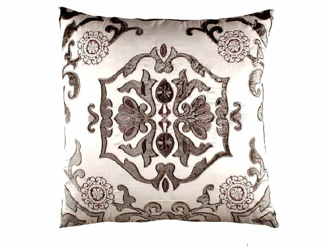 Morocco Ivory & Silver Square Pillow by Lili Alessandra | Fig Linens