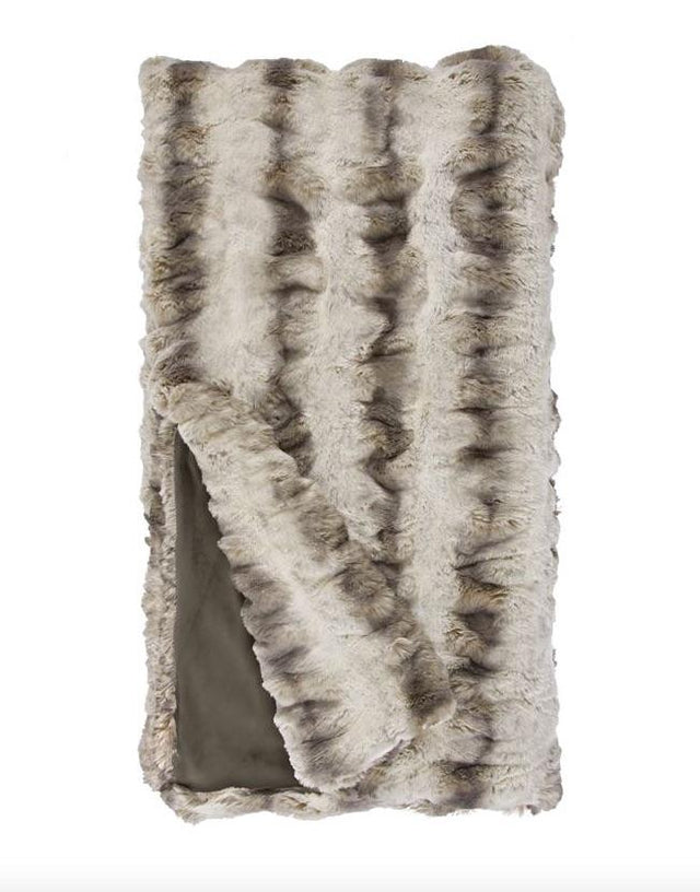 Fig Linens - Truffle Chinchilla Couture Faux Fur Throw Blanket by Fabulous Furs